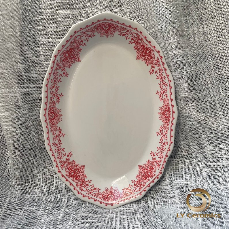 12.5" 31cm Cut Edge Oval Soup Plate Pad Printing Hotelware Porcelainware Kitchenware Ceramic Tableware