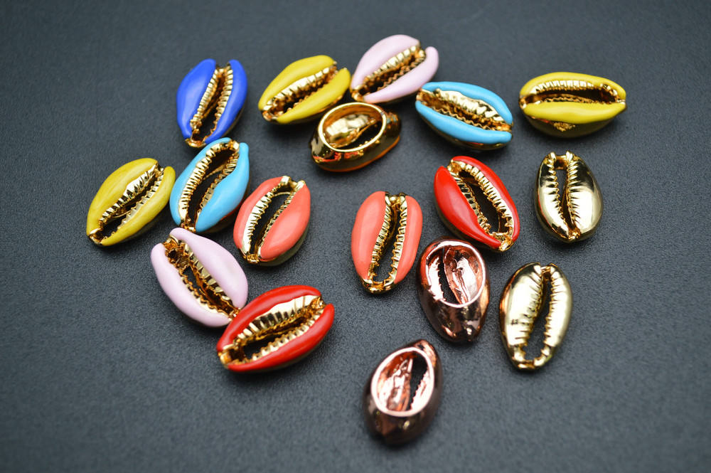 Wholesale Multi Color 10X20mm Enamel Metal Shell Shape Bracelet Making Beads