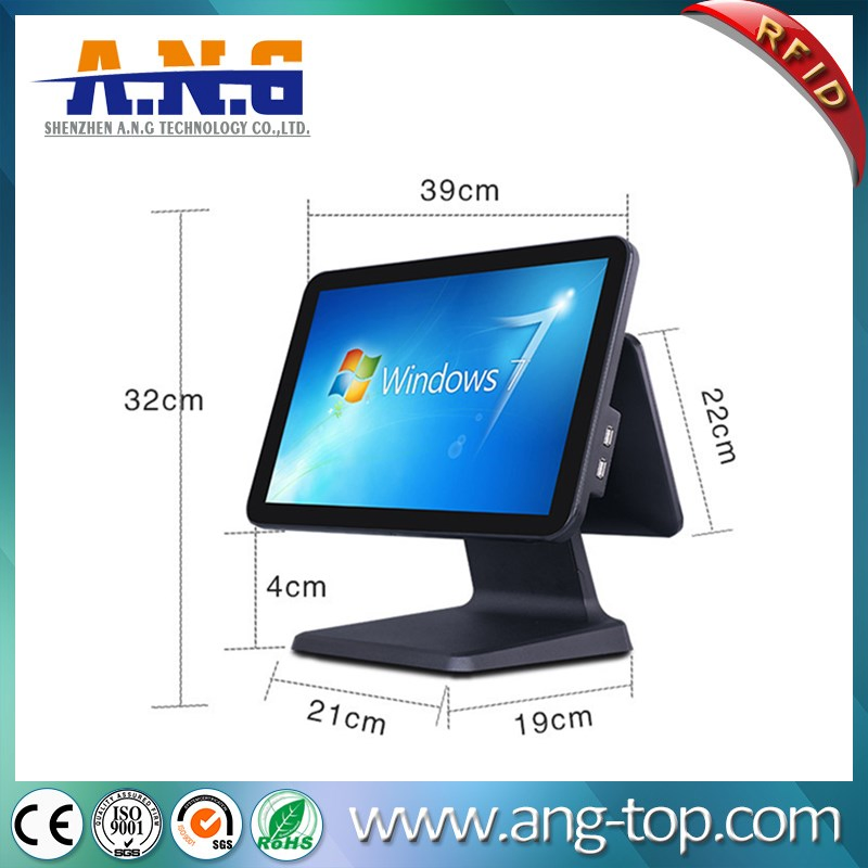 POS Machine 15.6 Inch Win10 Dual Screen Monitor Capacitive Touch Point-of-Sale Cashier Machine POS System for Retails
