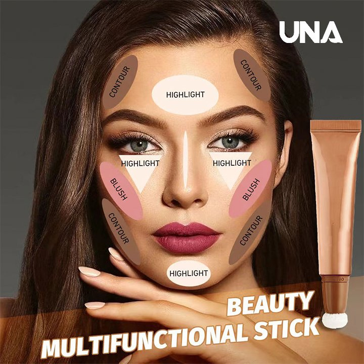 Multifunction High Light Repair Volume Liquid Blush Highlighter Sponge Head Beauty Stick Cream for Facial Contour Makeup Labeled