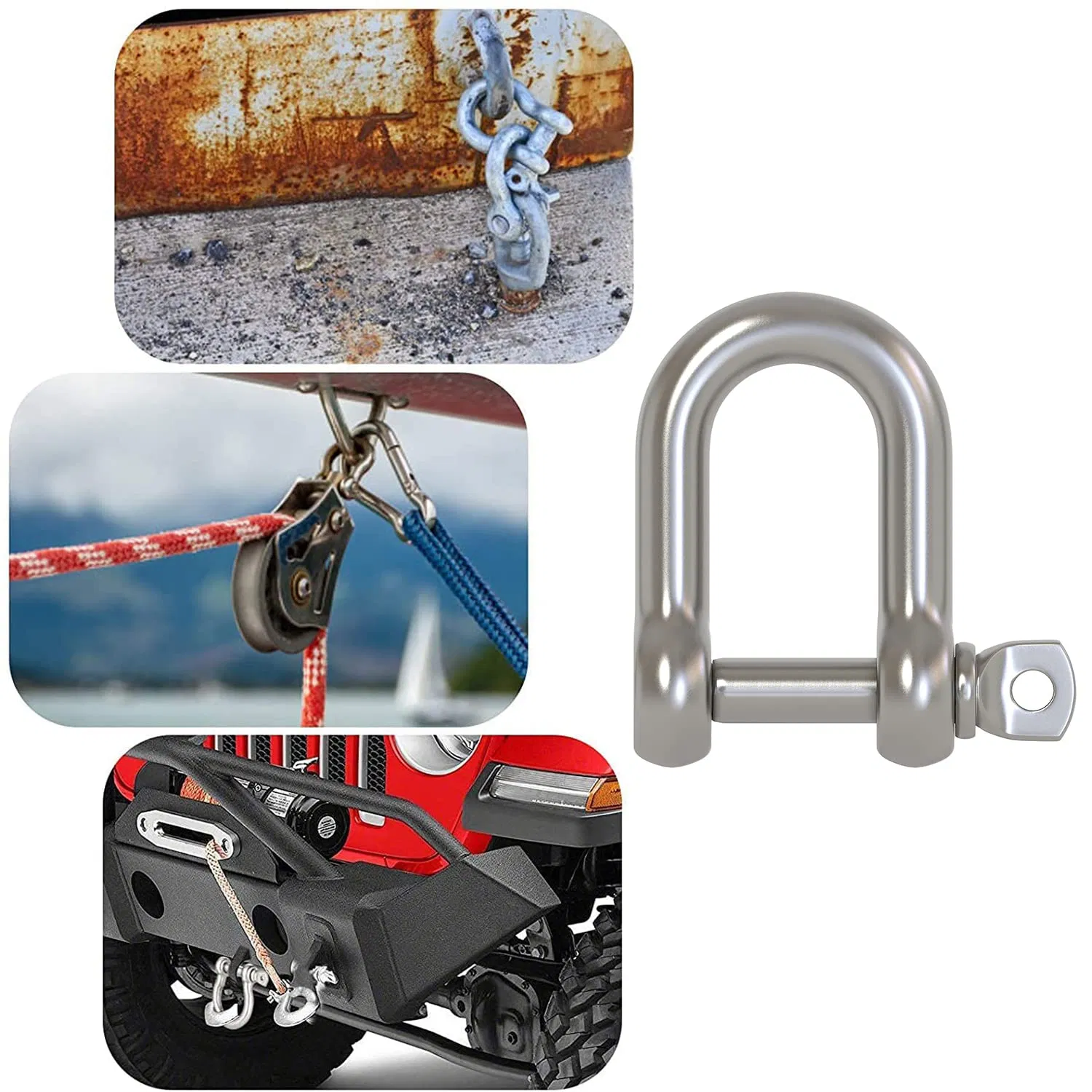 1/2 Inch 12mm Screw Pin Anchor Shackle 304 Stainless Steel D Ring Shackle for Wirerope Lifting Ship Anchor