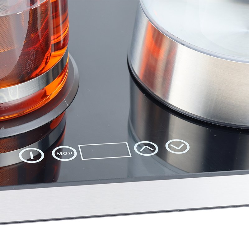 Yuekon 1800 Watt 2.7L Borosilicate Glass Electric Turkish Tea Maker Tray Boil Dry and Overheat Protection Double Kettles for Tea