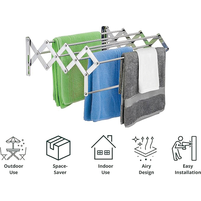 Hot Sell Wall Mounted Rustproof Outdoor Aluminum Alloys Retractable Laundry Drying Rack for Closet