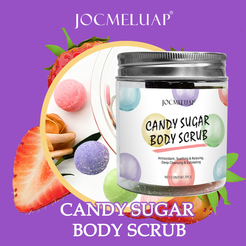 Custom Logo Smooth Skin Fruit Vegan Organic Fruit Candy Sugar Body Scrubs Cubes Body Sugar Ball