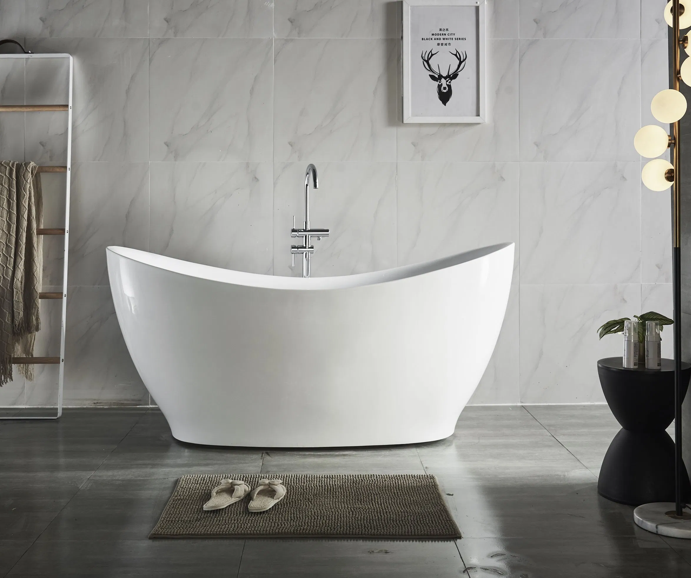 Белая акриловая переносная ванна для одного человека