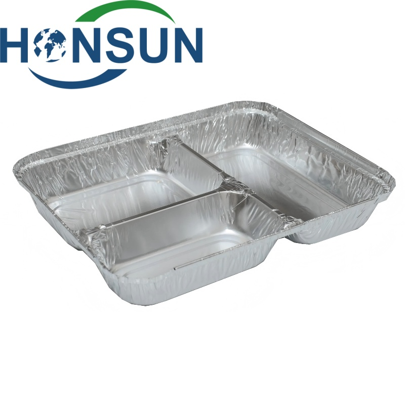 Disposable 4 Compartment Aluminum Foil Pan with Paper Board Lids