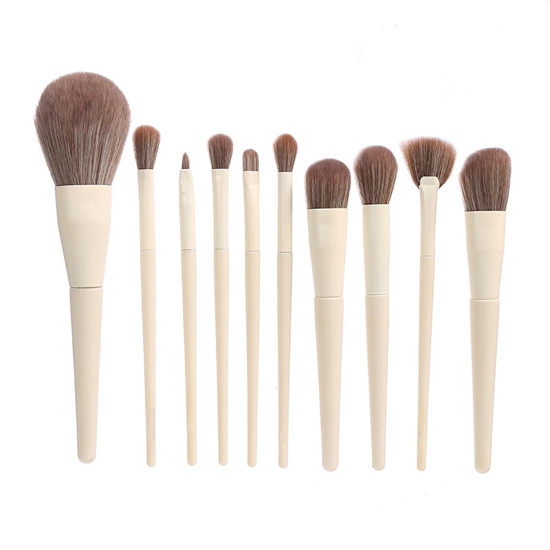 Hot Sale 10PCS Ivory Color Wood Handle Makeup Brush Set Beginners Makeup Tools Cream Foundation Concealer Eye Shadow Brush