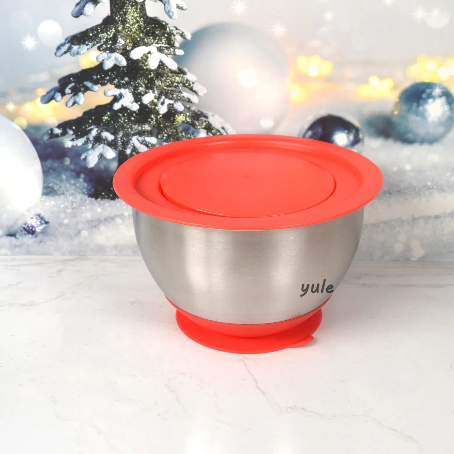 Stainless Steel Non Slip Bottom Salad Vegetable Food Storage 3 Piece 1.5/3/5qt Stainless Steel Mixing Bowls with Suction Cups Bowl