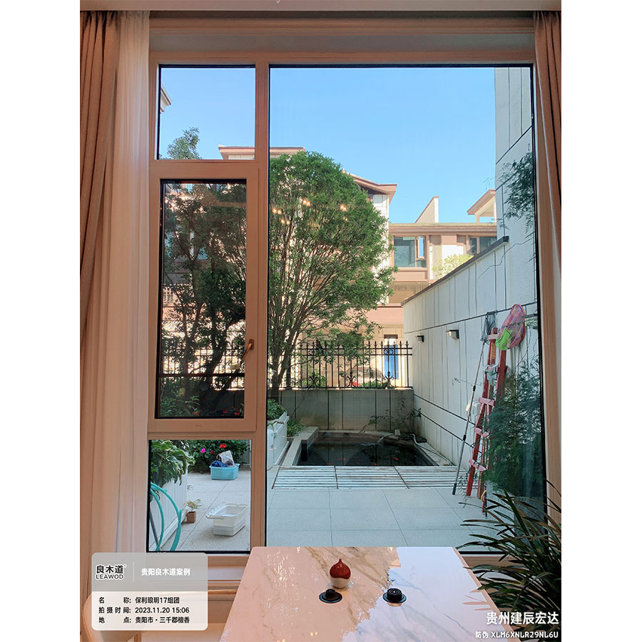 Leawod Solid Wood Aluminium Casement Windows for Living Room