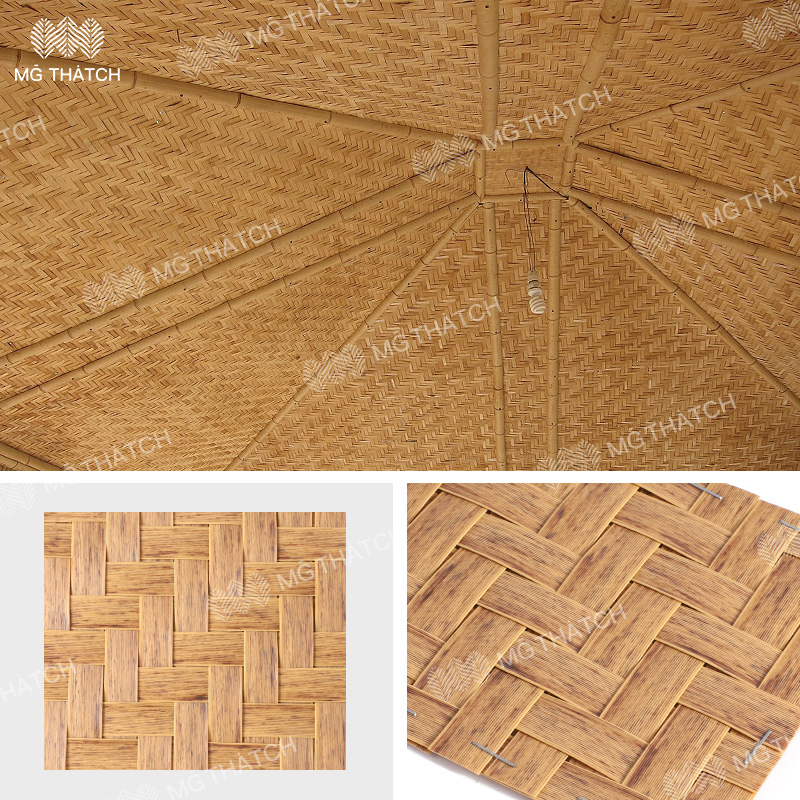 Fireproof Weave Rattan Ceiling Mat HDPE Straw Rattan Material 20 Years Warranty