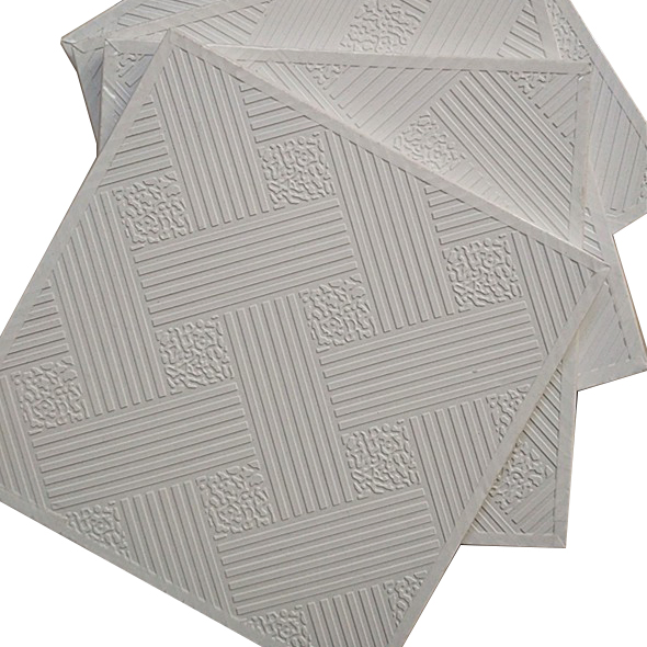 2 by 2 Feet PVC Coated Gypsum Ceiling Board PVC Film Laminated Gypsum Ceiling Tile with T Grid System Plasterboard Drywall for Ceiling Roof