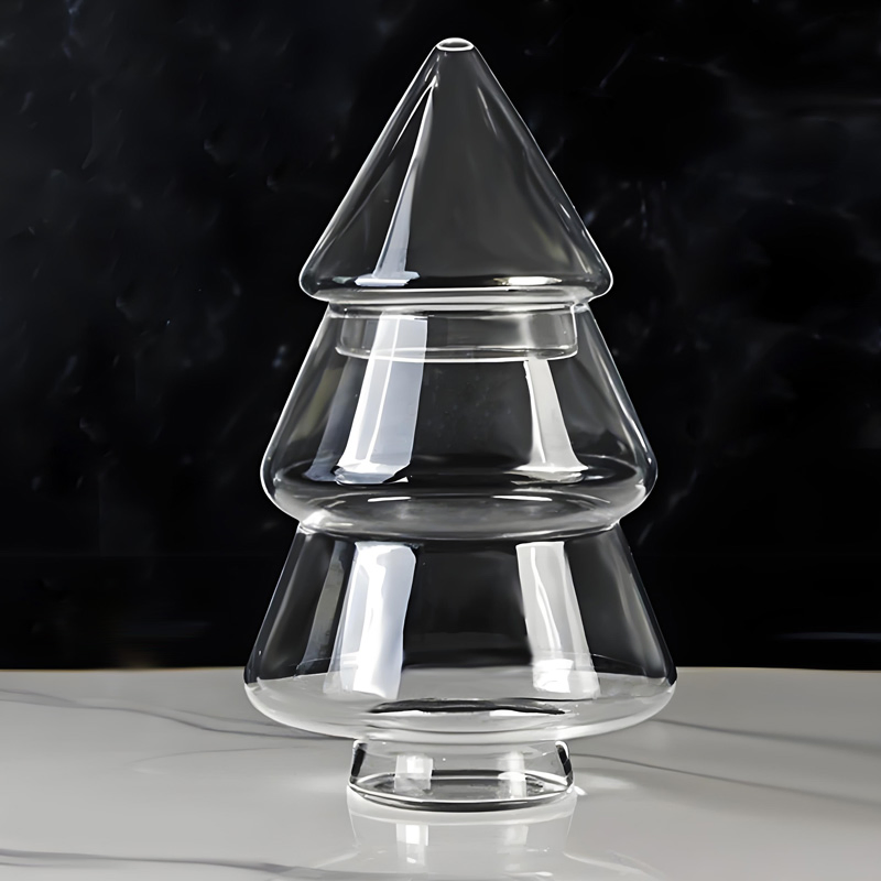 Glass Christmas Tree Shaped Candies Cookies Coffee Capsules Storage Jar Gifts