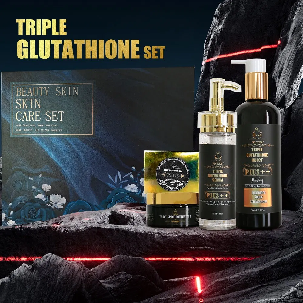 Triple Glutathione Brightening Skincare Set Whitening Acne-Removing Dark Spot Skincare Set for Female