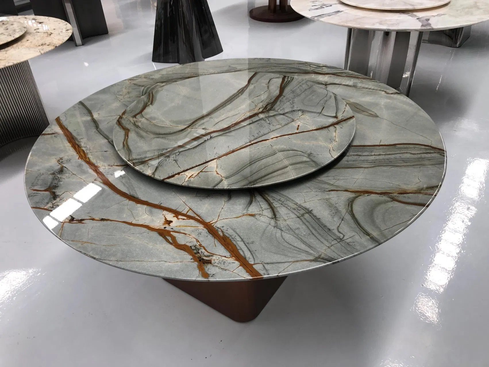 Luxury Rectangular Blue Roma Quartzite Dining/Coffee/Side Table with Stainless Steel Leg