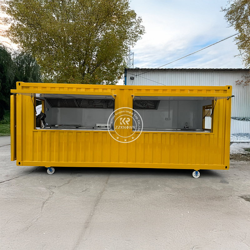 Container BBQ Restaurant Bar Fast Food Pizza Trailer Mobile 20FT 40FT Commercial Container Kitchen for Sale