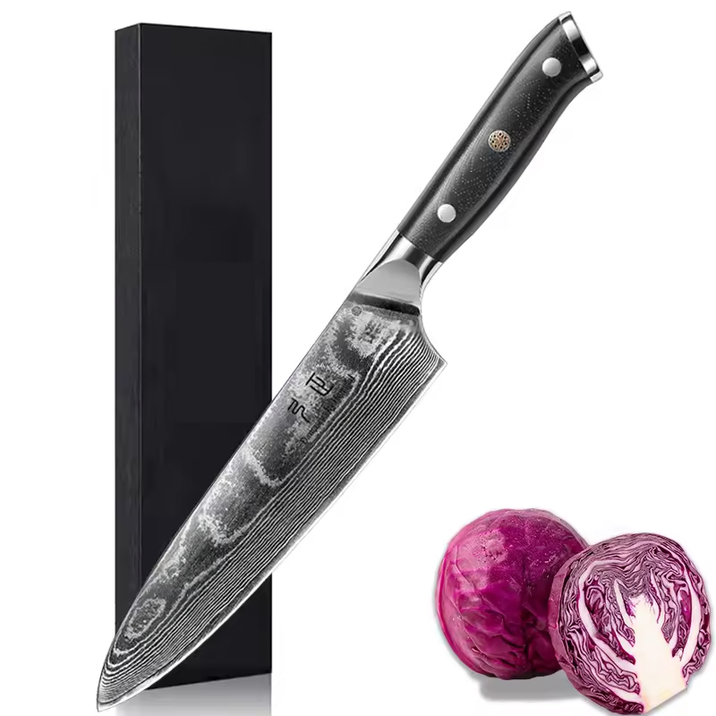 New Design Premium Knife Set Damascus Steel Chef Knife Vg10 Steel Core 67 Layers Kitchen Knife Set Factory Price