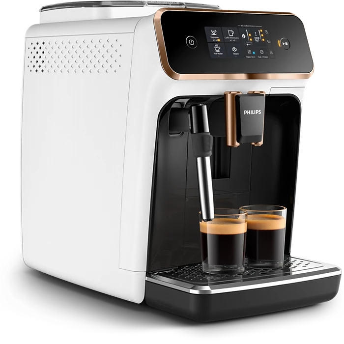 Automatic Philips 2200 Series Milk Frother Matte White Espresso Machine with Intuitive Touch Display