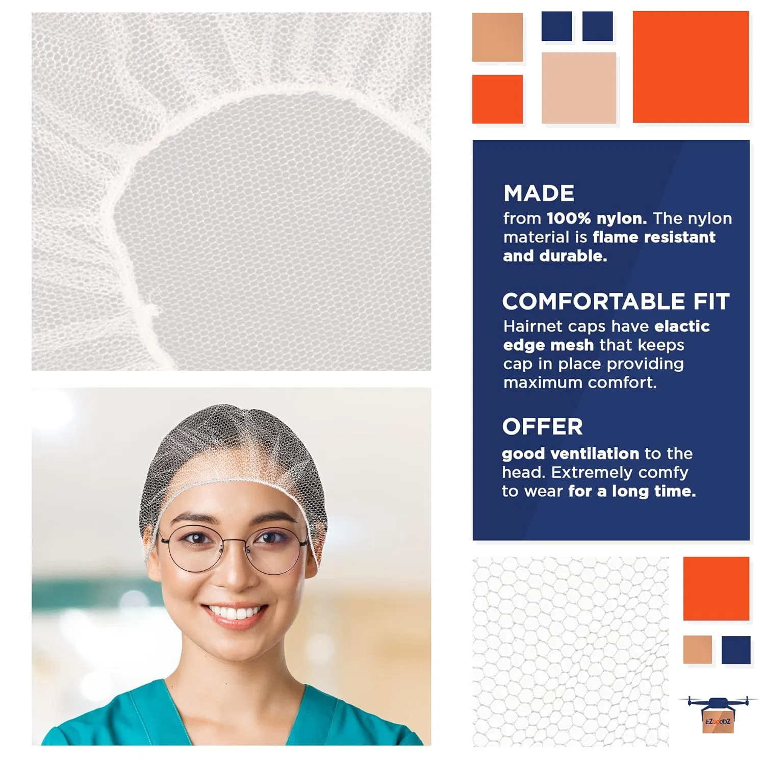 Lab/Kitchen/Clean-Room/Bakery Multi-Purpose Durable Dust-Proof Nylon Mesh Hairnet