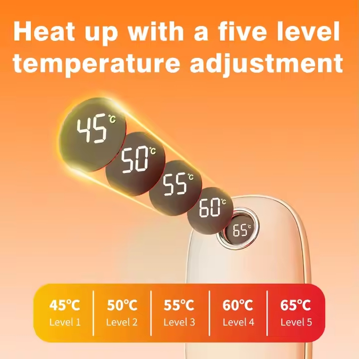 2025 New Arrival Mini Portable Double-Side Heated Hand Warmer 6000mAh Large Capacity Power Bank with Digital Display