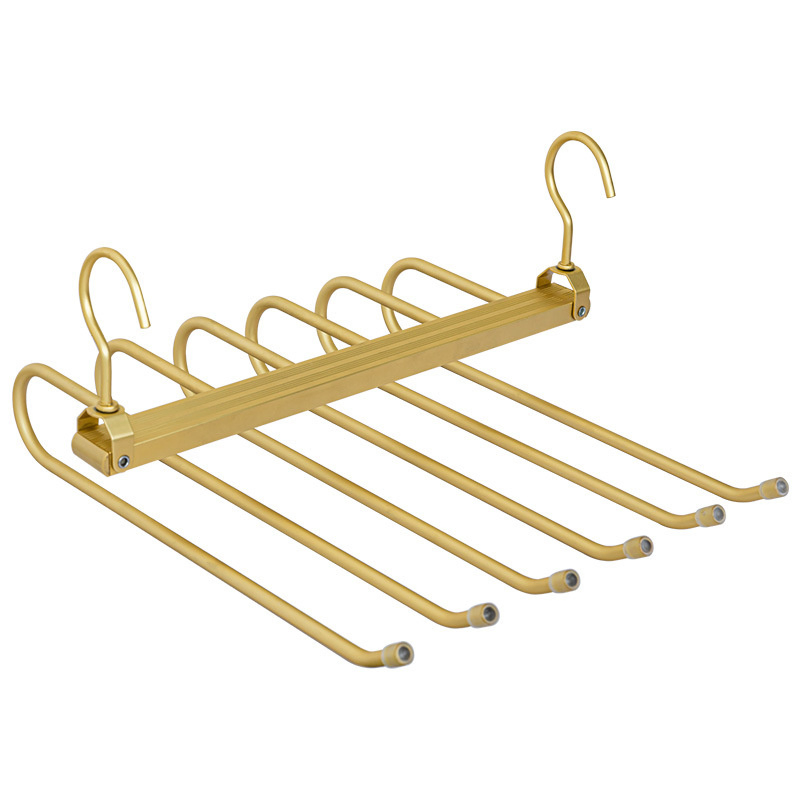 6-Layer Aluminum Alloy Magic Pants Rack Horizontally or Vertically Design 9mm Folding Multi-Layer Trousers Storage Hangers
