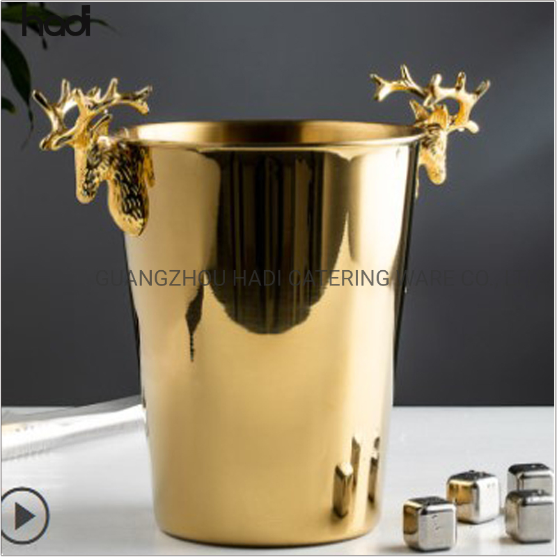 Hadi Factory Wholesale Copper Gold Silver Stainless Steel Wine Ice Bucket High Wuality Bar Ware Ice Buckets
