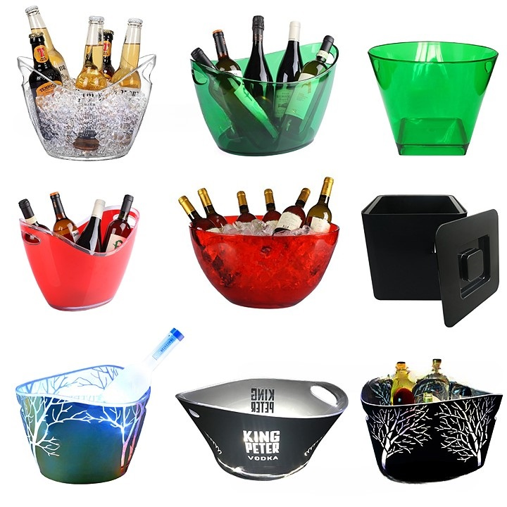 Customized Buckets Cooler Champagne Wine Metal Plastic Ice Bucket Beer Bucket