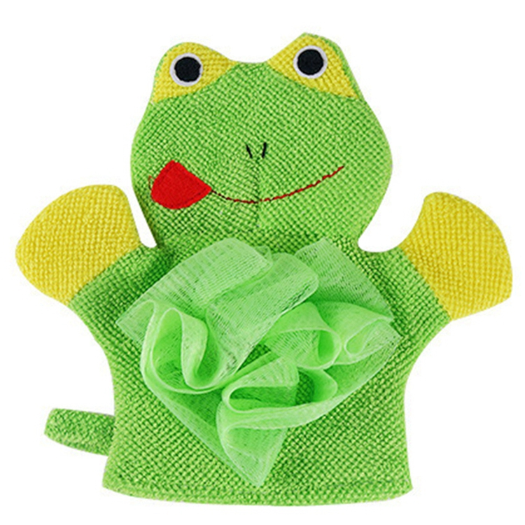 Custom Animal Design Shower & Bathing Scrub Loofah Sponge Exfoliating Scrubber Baby Bath Mitt Gloves for Children Bath Toy