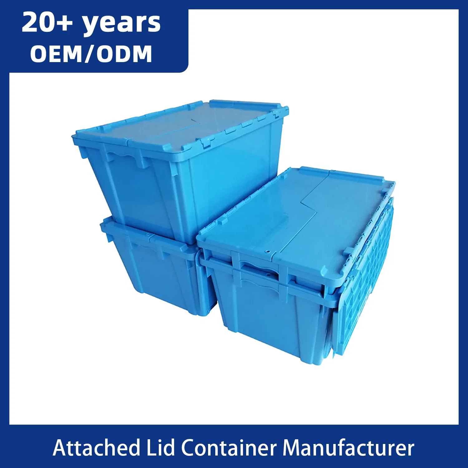 Supermarket Large Container with Lid Attached Attached Lid Shipping Container Plastic Tote Boxes