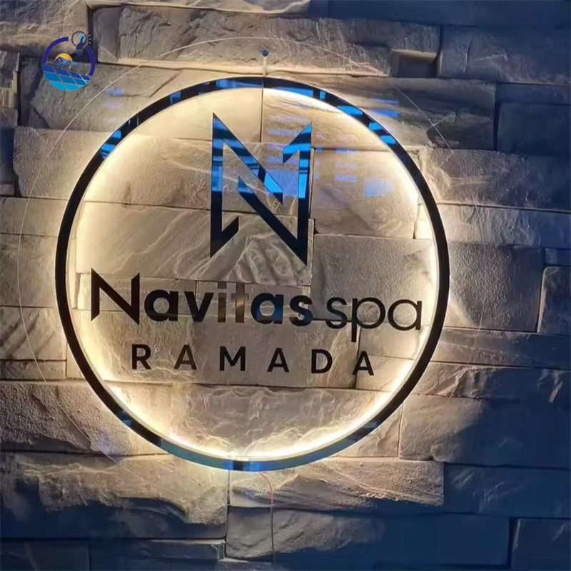 Custom Backlit Acrylic Sign Metal Backlight Brand Logo Sign Aesthetic Salon Sign