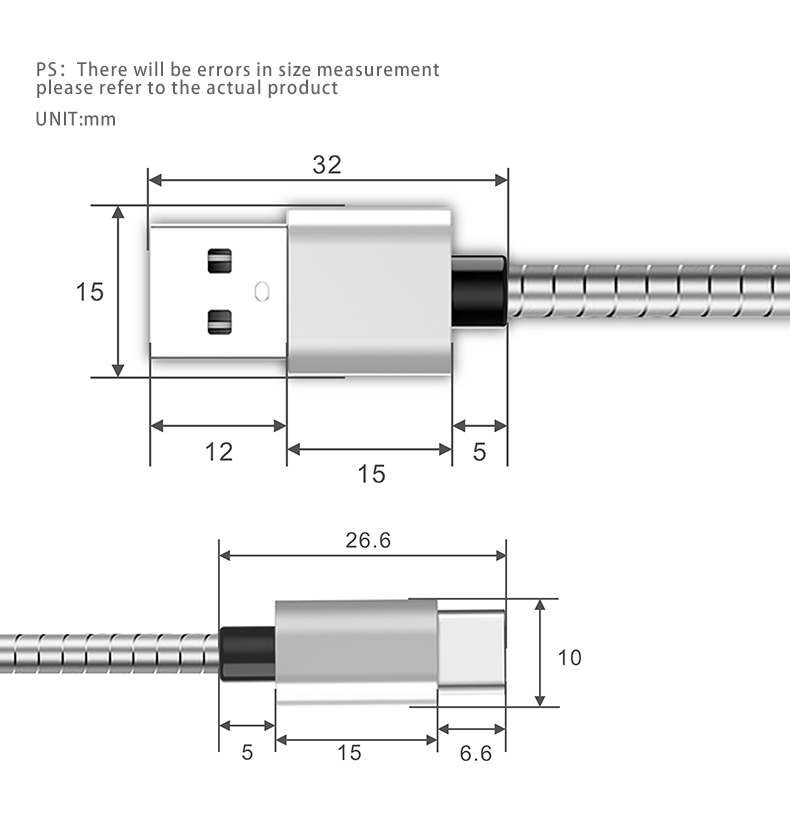 Кабель USB-C для быстрой зарядки, металлическая оплетка