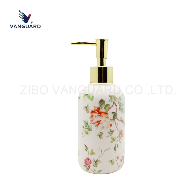 Premium Ceramic Body Wash Bottle Custom Porcelain Refillable Shower Gel Bottle with Pump Head