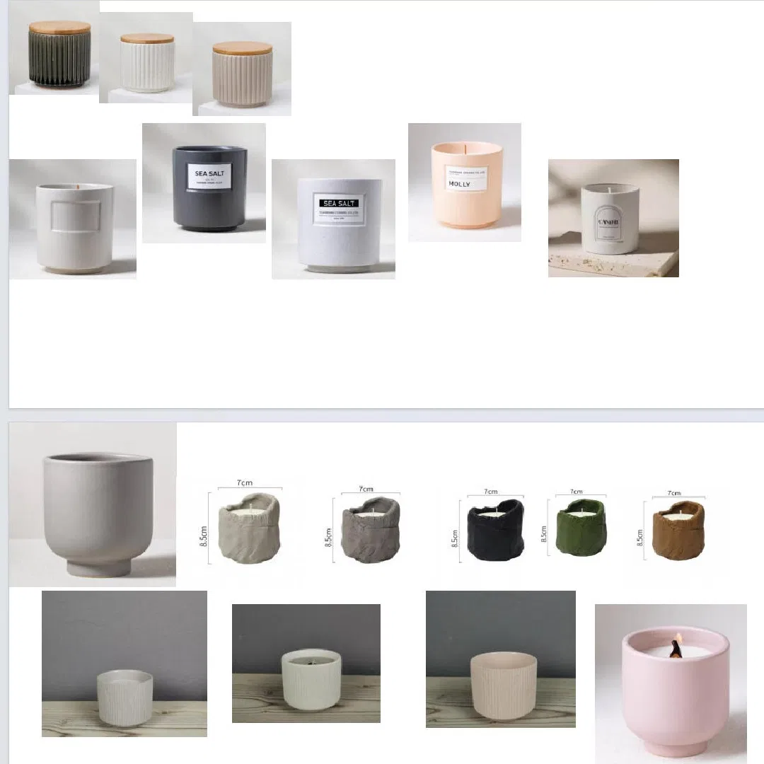 Custom Manual Aromatherapy Round Color Gradient Ceramic Candle Cup Ceramic Candle
