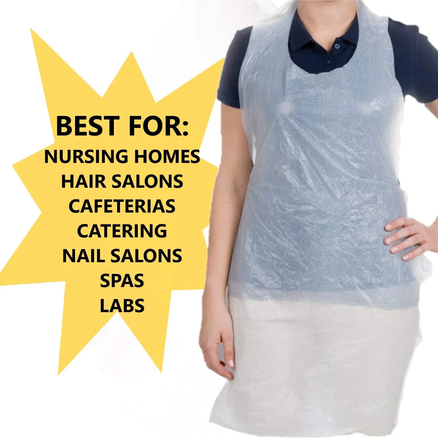 Waterproof Poly/HDPE/LDPE/Plastic Disposable PE Apron for Food Processing Industry Service/Hotel/Restaurant Cooking/Safety