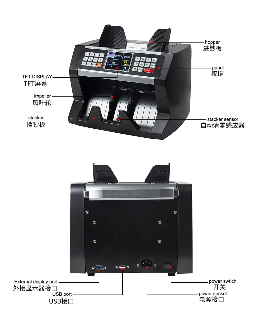 UV Mg IR Dd Mt Fake Note Detection Money Counter