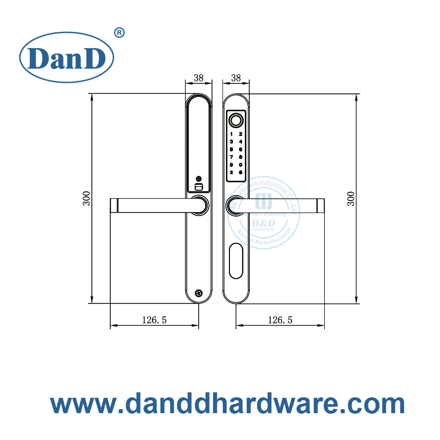 Safe Hotel System Stainless Steel Electronic Fingerprint Door Handle Smart Intelligent Lock