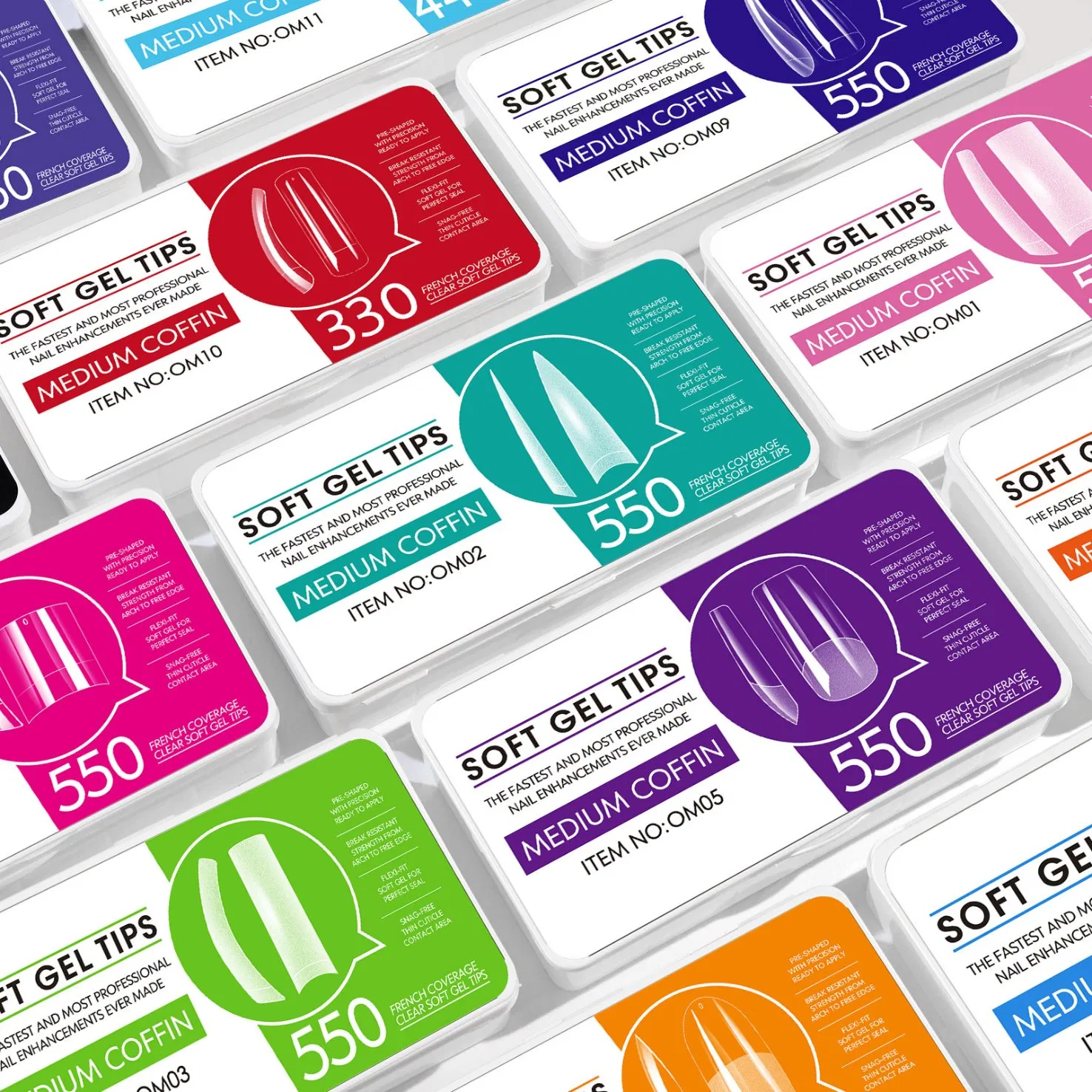 New Professional 550PCS/Box Soft Gel Full Cover Ultra-Thin Traceless Nail Extension Tips