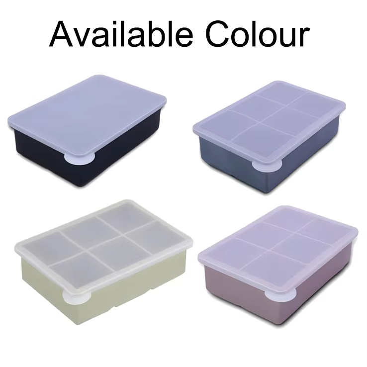 BPA Free Silicone Ice Cube Trays Large Size Stackable Flexible Silicone Ice Cube Molds with Leak Proof Removable Lid