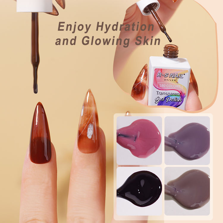 R S Nail UV Gel Base Coat Shine Non Wipe Top Coat DIY Nail Gel Polish Color 180 Clear Finish Cover UV LED Gel Nail Polish