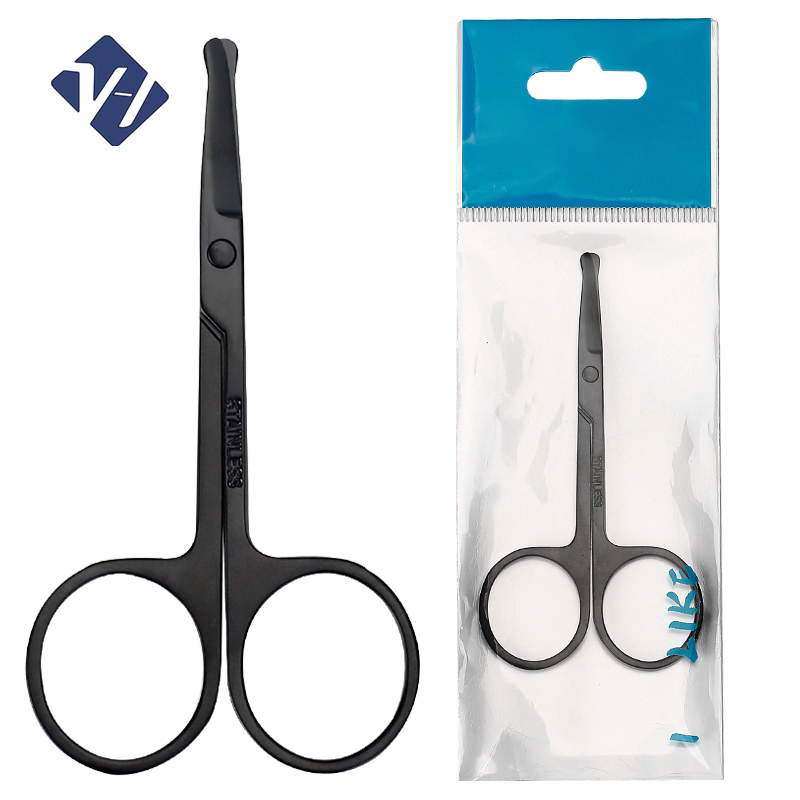 Professional Stainless Steel Beauty Curved Facial Beard Nose Beard Eyebrows Eyelashes Manicure Set Trimmer Face Hair Cutting Scissors