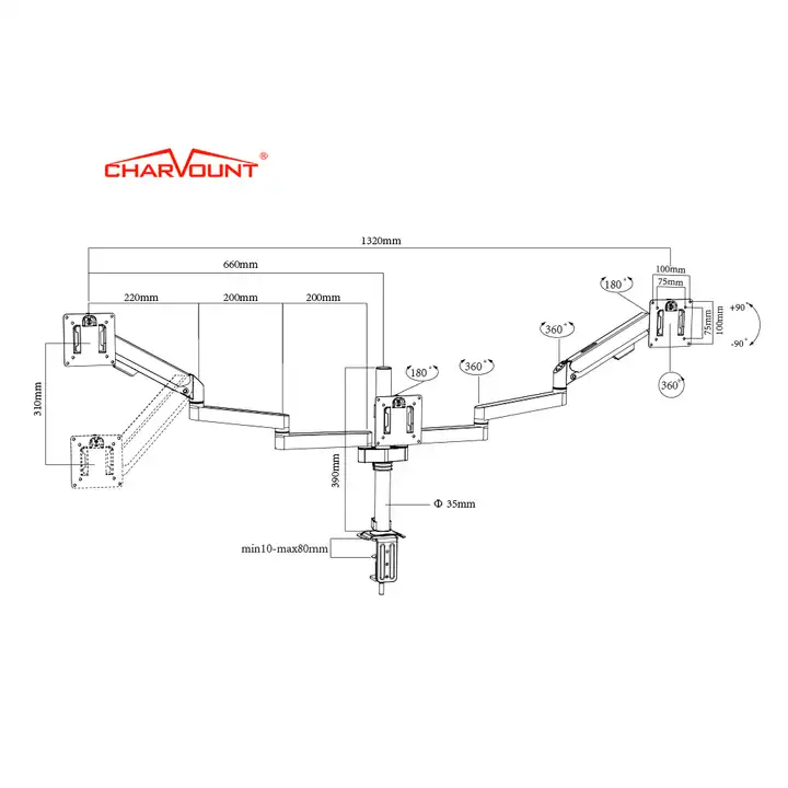 Кронштейн для монитора Charmount Dual Arm, настольный