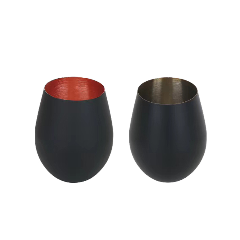 Food Grade Stainless Steel Copper Plated Finish Stemless Wine Goblets