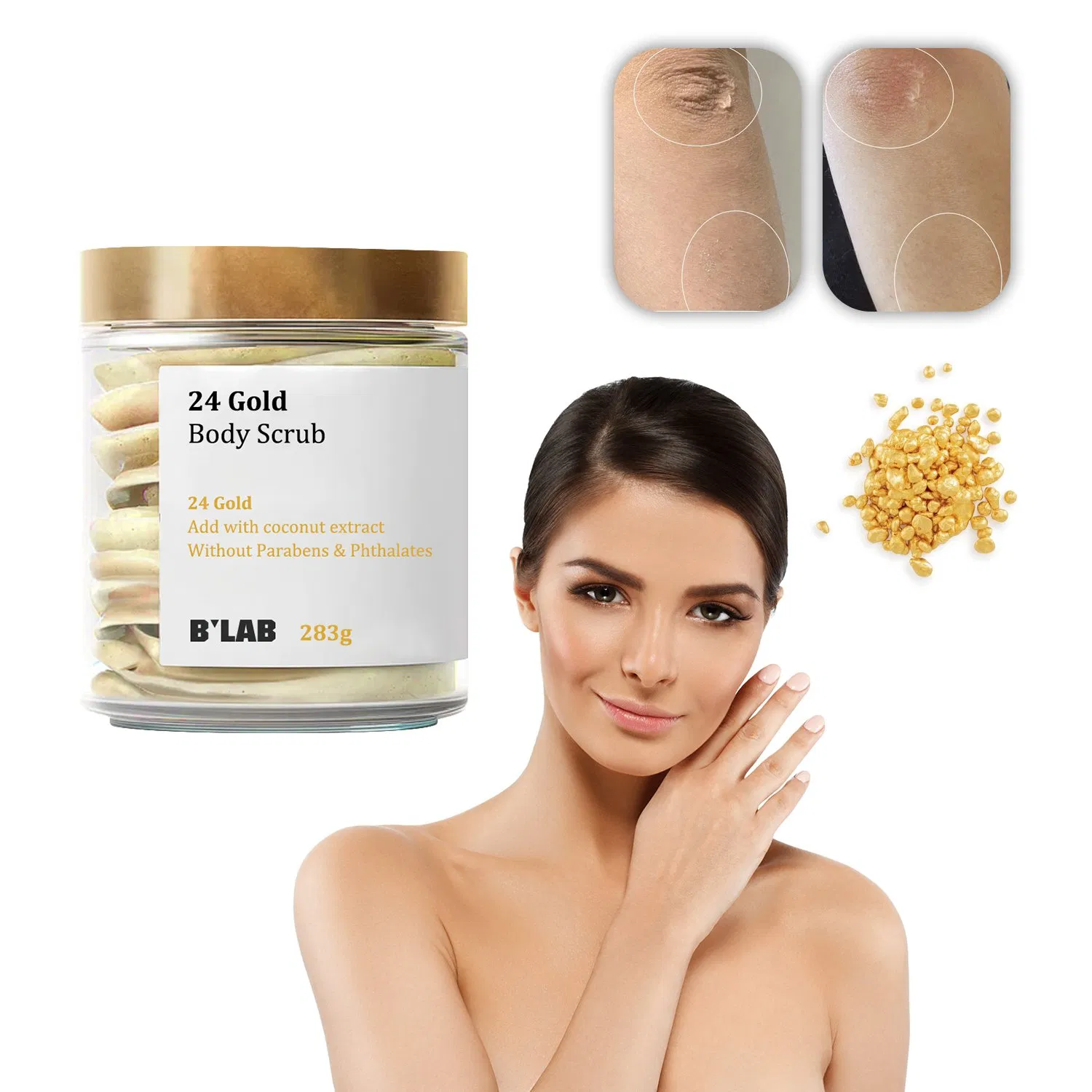 Skin Care Organic Natural 24 Gold Body Scrub with Biotin & Vitamin E