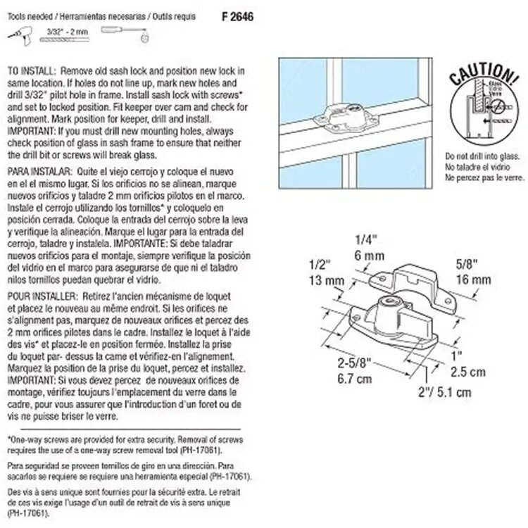 White Metal Keyed Window Sash Lock