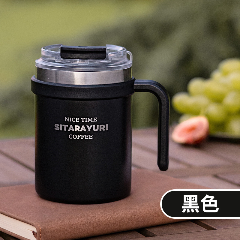 Sitarayuri Coffce Cup 500ml Portable Handle Coffee Cup for Office Workers Heat and Cold Insulation Wholesale Coffee Cup