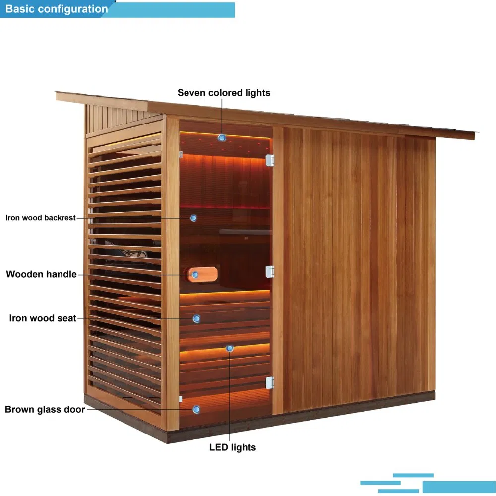 Люкс сауна-душ 5 персон из хемлока с сухим паром