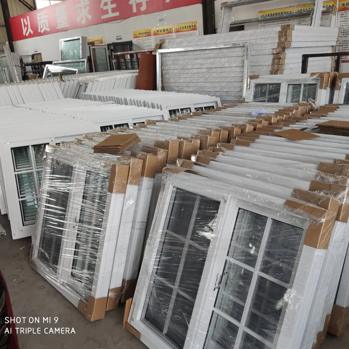 White PVC Double Glazed Grill Design Sliding House Windows with Mosquito Net