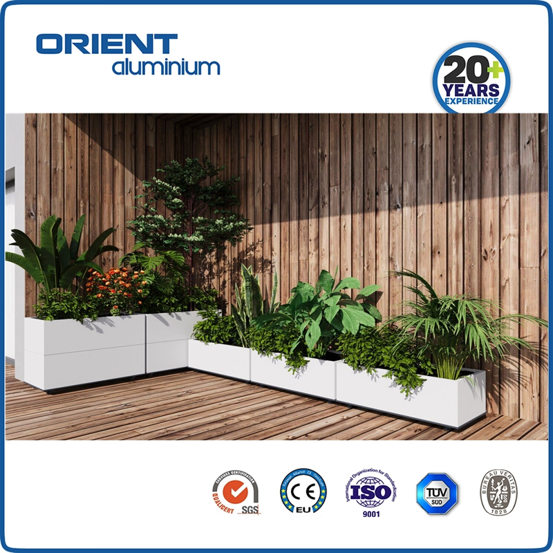 Easy DIY Powder Coated Grey Color Outdoor Aluminium Planters Design