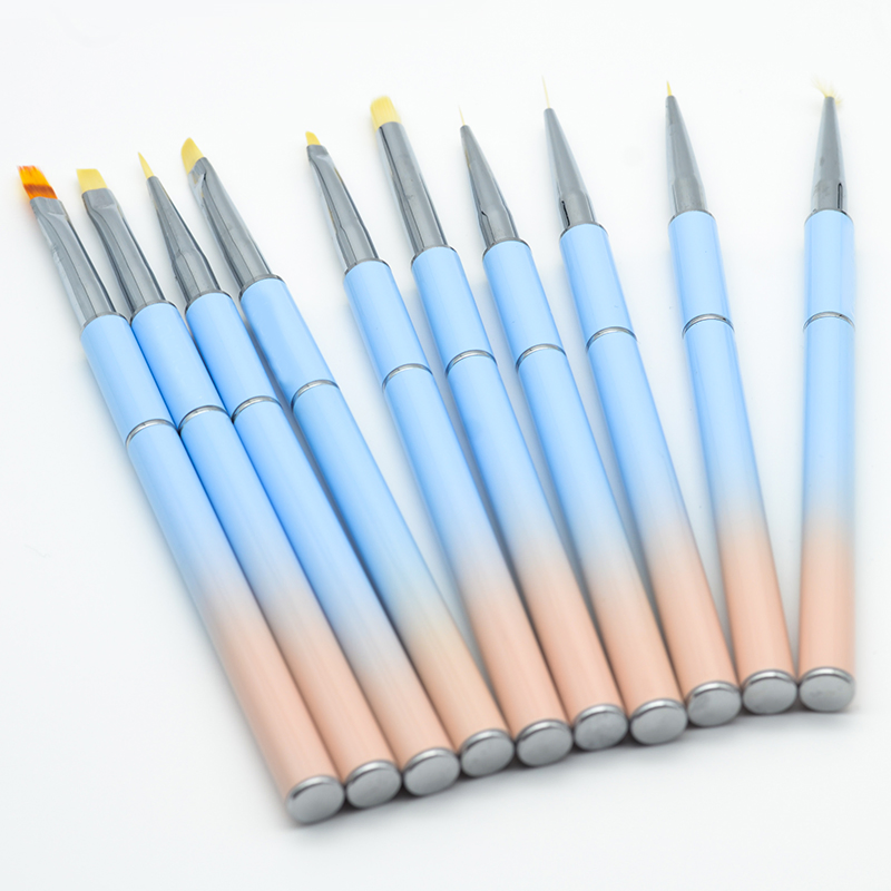 Guyo Metal Handle Nylon Nail Brush Set for Nail Art