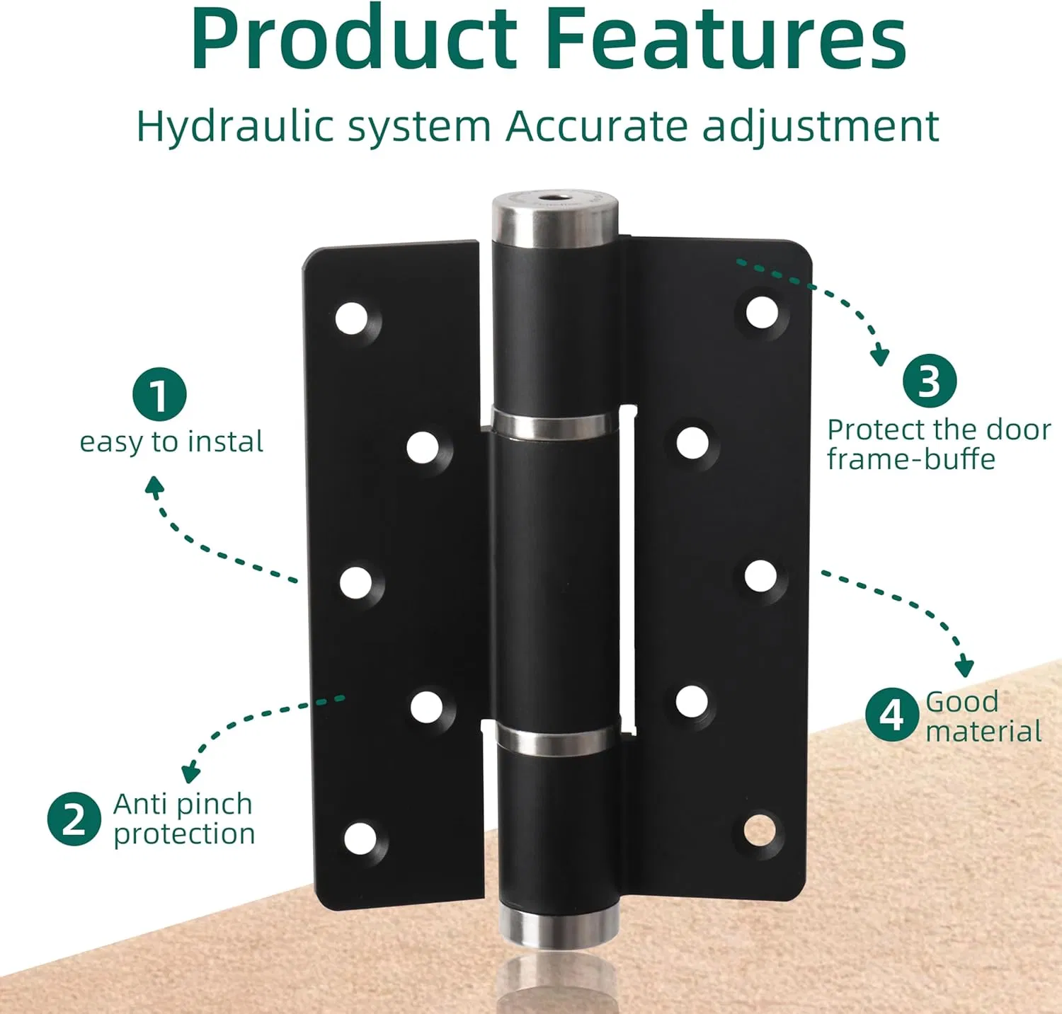 Flat-Opening Hydraulic Door Hinge with Buffer & Anti-Pinch Function