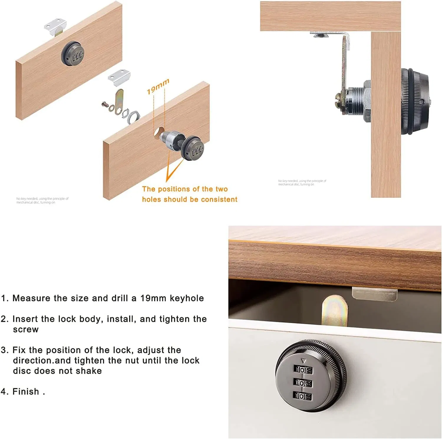 Ms7100z Code Lock Zinc Alloy Mechanical Dial Keyless 3 Digit Cabinet Code Lock Combination Cam Lock Digital Code Keyless Furniture